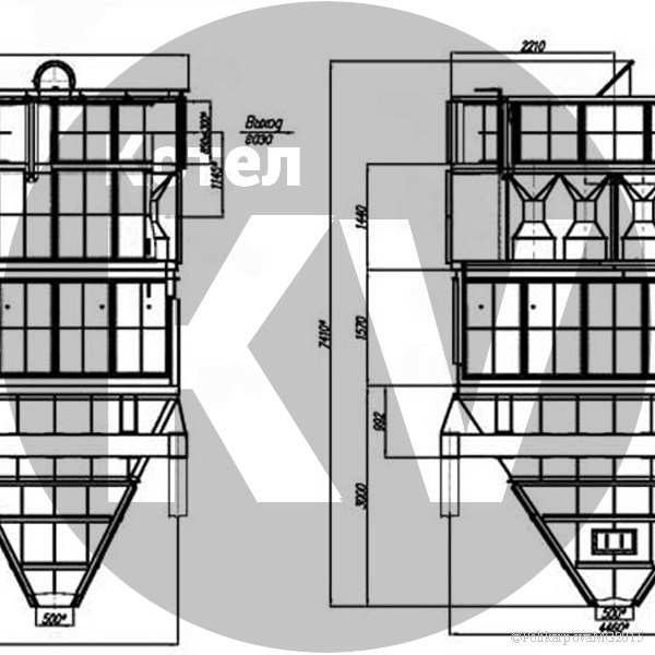 Чертеж циклона БЦ 512-2-(6x7)